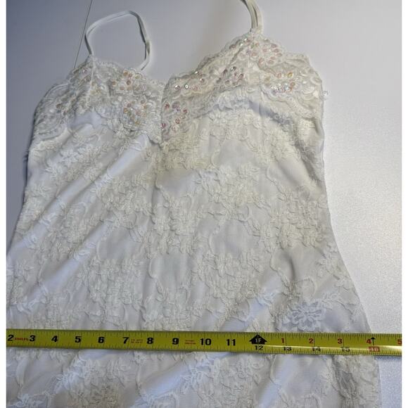 Vtg Y2K Lace Cami Tank Top Jrs L Fairycore Angel Delicate Soft Girl Ethereal - Picture 8 of 9